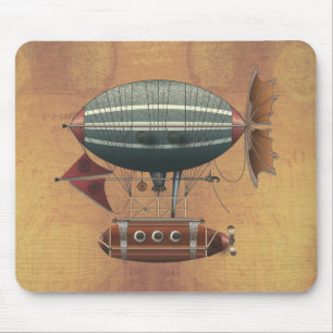 The Airship Aleutian Steampunk Flying Machine Mouse Mat