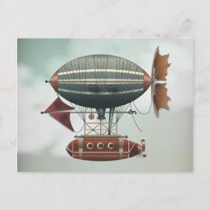 The Airship Aleutian Steampunk Flying Machine Postcard