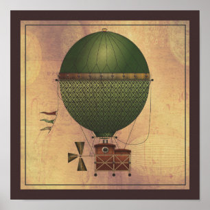 The Airship Citronnier Steampunk Flying Machine Poster