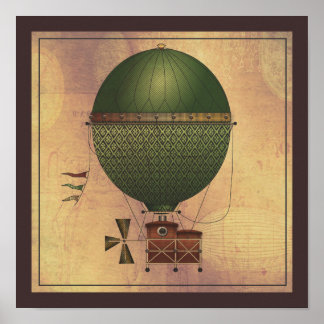 The Airship Citronnier Steampunk Flying Machine Poster