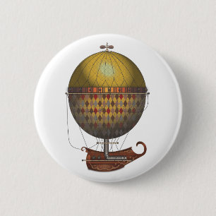 The Airship Nautisme Steampunk Flying Machine 6 Cm Round Badge