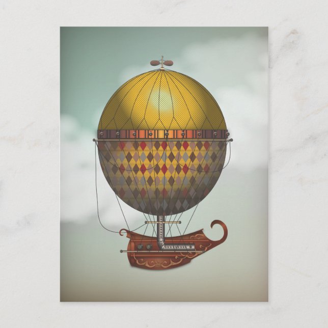 The Airship Nautisme Steampunk Flying Machine Postcard (Front)
