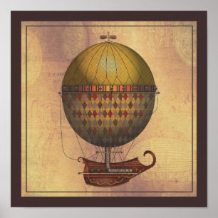 The Airship Nautisme Steampunk Flying Machine Poster