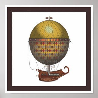 The Airship Nautisme Steampunk Flying Machine Poster