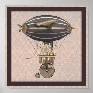 The Airship Penny Farthing Fantasy Flying Machine Poster