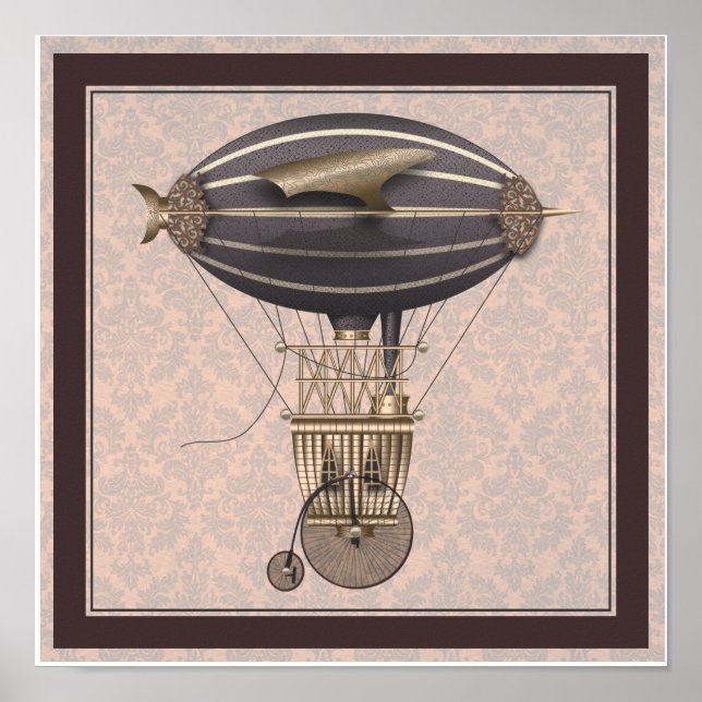 The Airship Penny Farthing Fantasy Flying Machine Poster (Front)