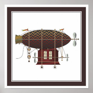 The Airship Petite Rouge Steampunk Flying Machine Poster