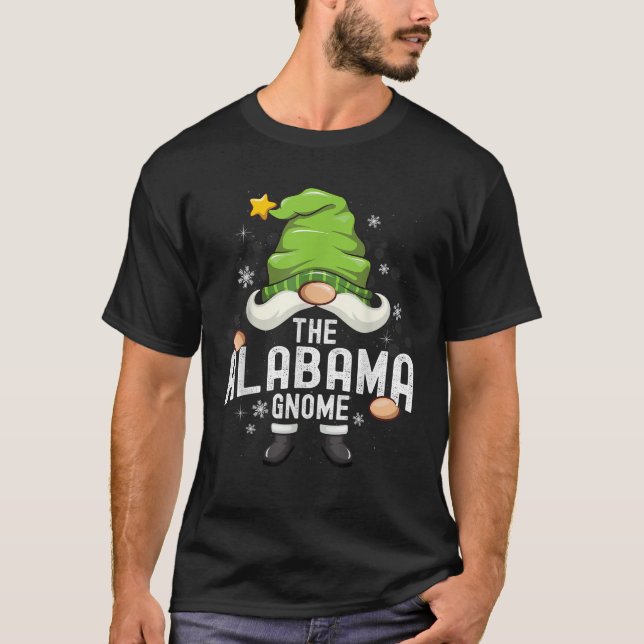 The Alabama Gnome Matching Christmas Pajama  T-Shirt (Front)