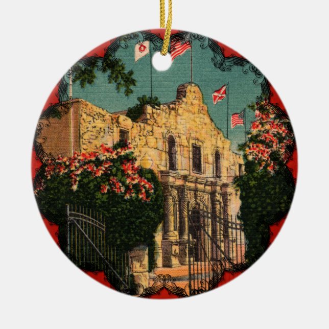 The Alamo Vintage Texas Ornament (Front)