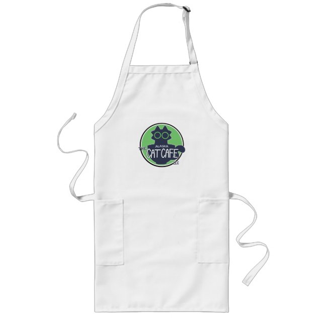 The Alaska Cat Cafe Classic Logo Design Long Apron (Front)