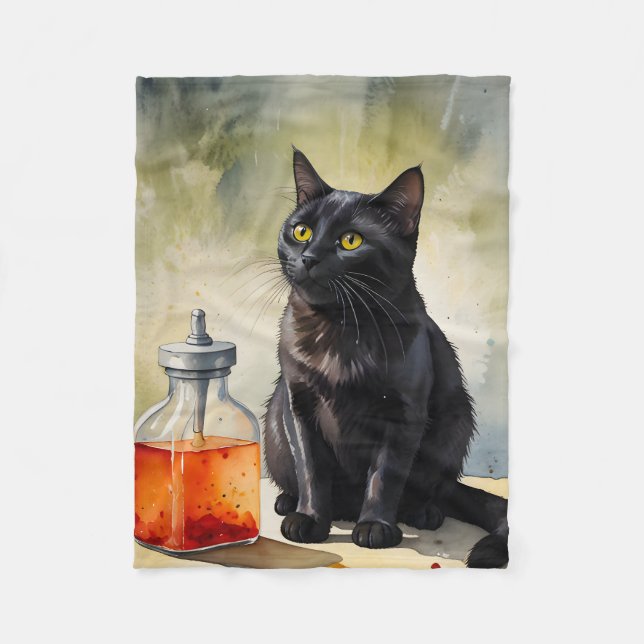 The Alchemist’s Cat Fleece Blanket (Front)