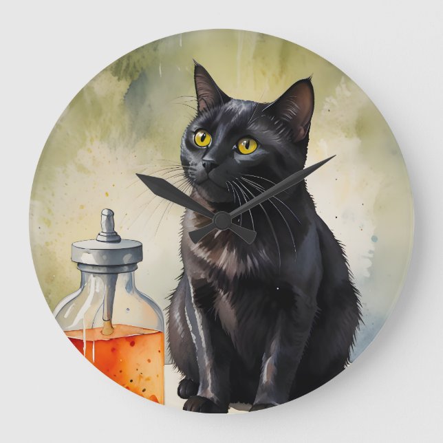 The Alchemist’s Cat Large Clock (Front)