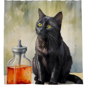 The Alchemist’s Cat Shower Curtain