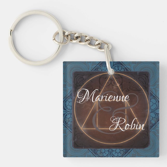 The Alchemist's wedding esoteric mystical monogram Key Ring (Front)