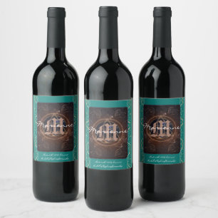 The Alchemist's wine & monogram mediaeval baroque Label