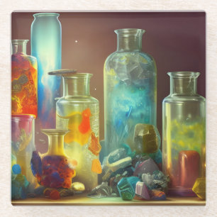 The Alchemist's Worktable Fantasy Art  Glass Coaster