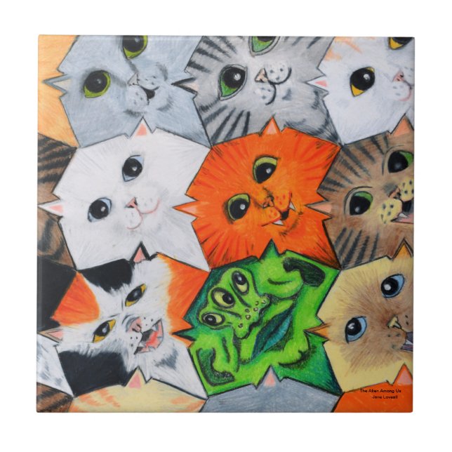 The Alien Amomg Us Ceramic Tile (Front)