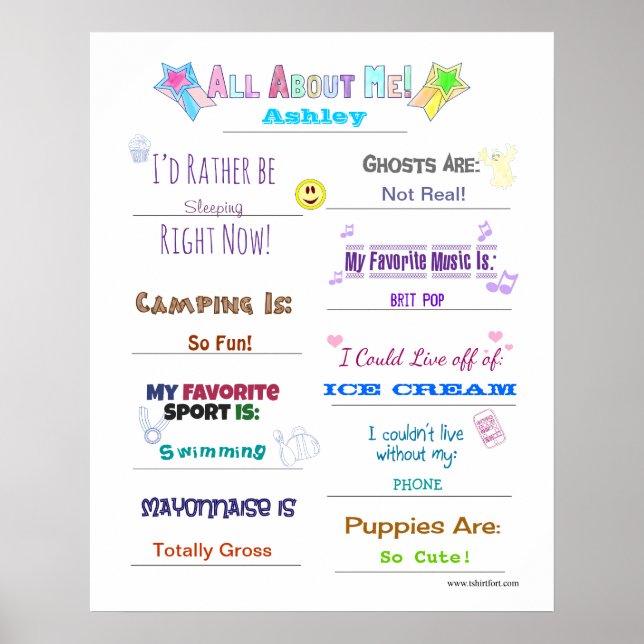 The All About Me Quiz Poster (Front)