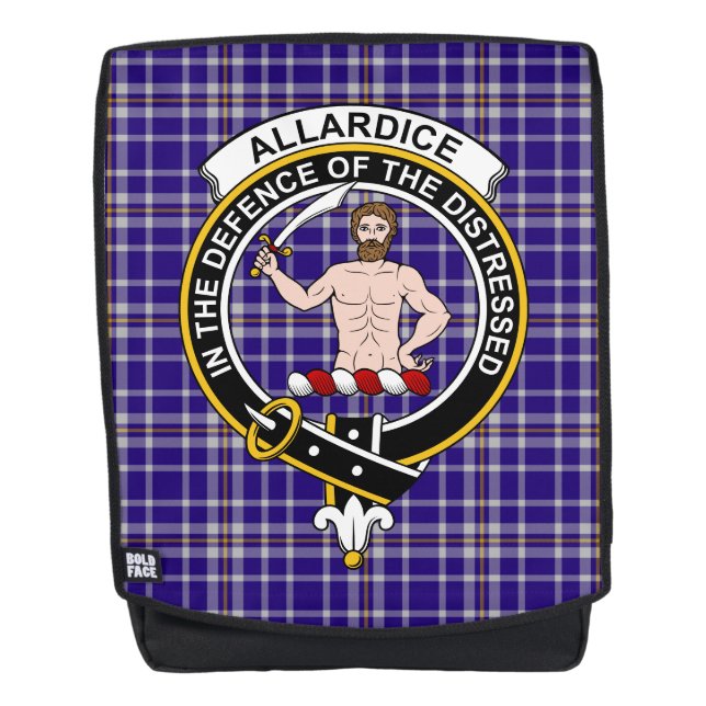 The Allardice Clan Crest Tartan Plaid Backpack (Front)