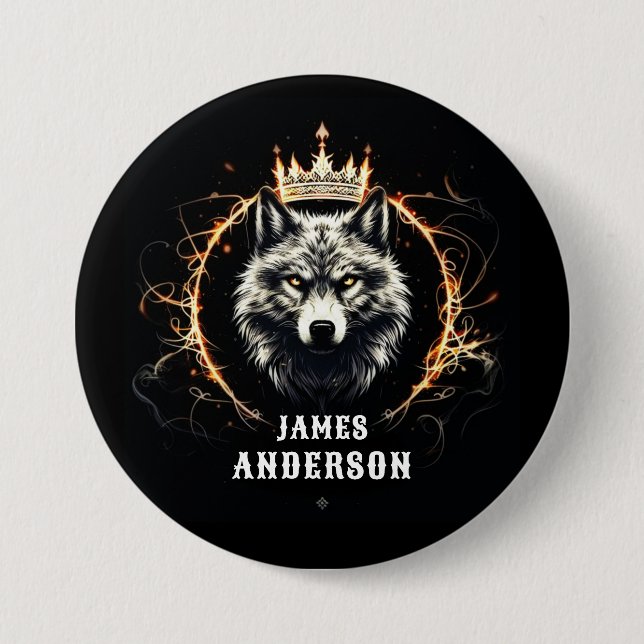 The Alpha Wolf. Add Text or Name on Button (Front)