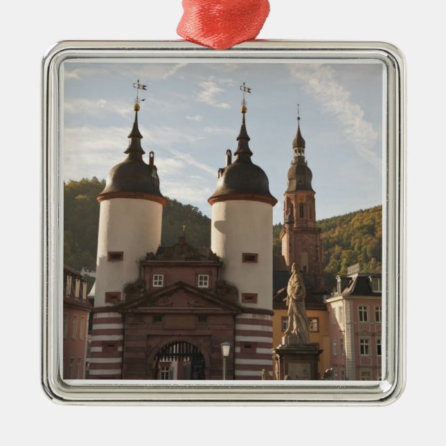 The Alte Brucke in Old Town, Heidelberg, Germany Metal Tree Decoration (Front)