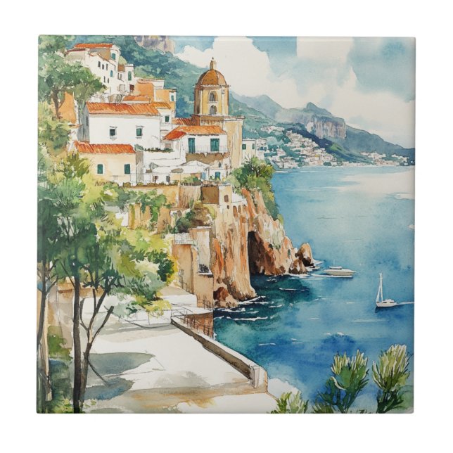 The Amalfi Coast, Italy Tile (Front)