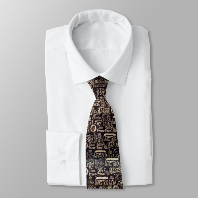 The Amazing Names of Jesus Christ Men's Neck Tie (Tied)