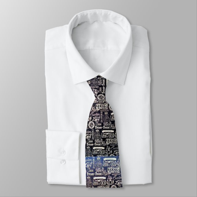 The Amazing Names of Jesus Christ Men's Neck Tie (Tied)
