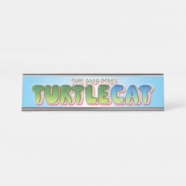 The Amazing Turtlecat Logo Desk Name Plate (Front)