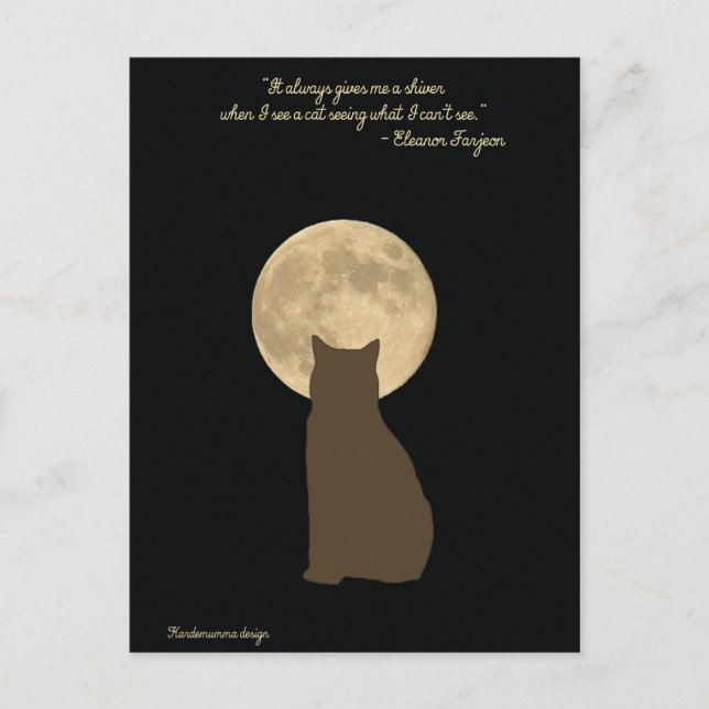The amazing world of cats: cat looking at the moon postcard (Front)