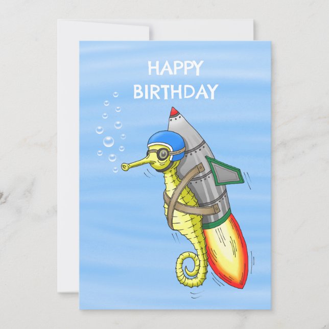 The Amazing Yellow Rocket Seahorse Card (Front)