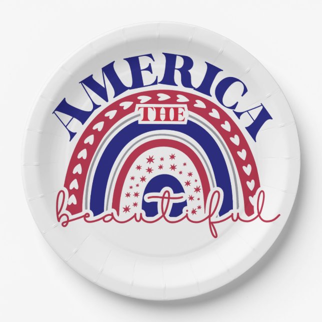 The America Beautiful Rainbow  Paper Plate (Front)