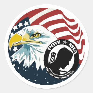 The American Eagle POW-MIA Classic Round Sticker