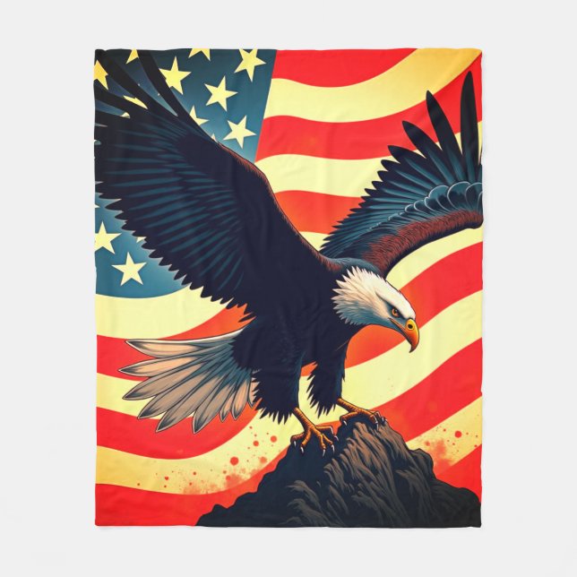 The American Eagle – Silent Watcher of the Vast  Fleece Blanket (Front)