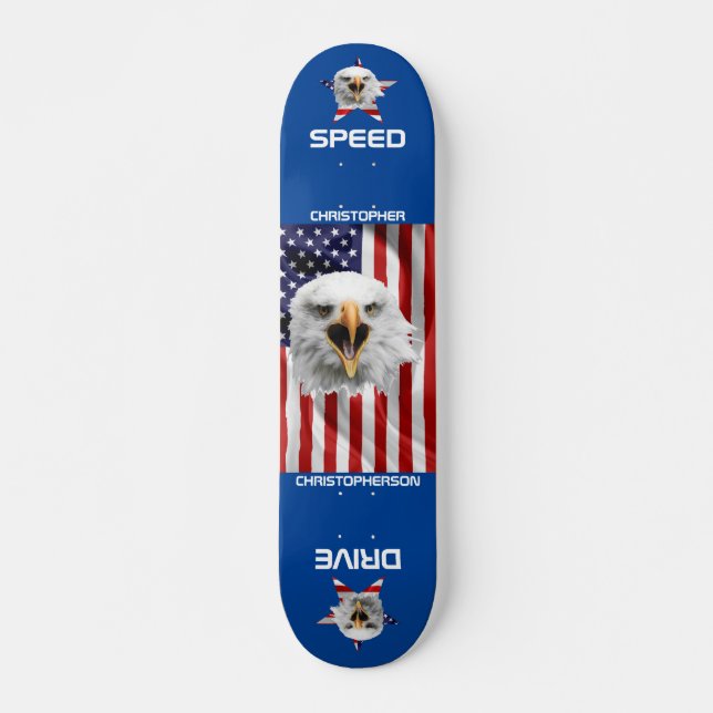 The American Flag, Eagle, Star Patriotic Skateboard (Front)