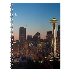The American flag flies between the rising moon Notebook