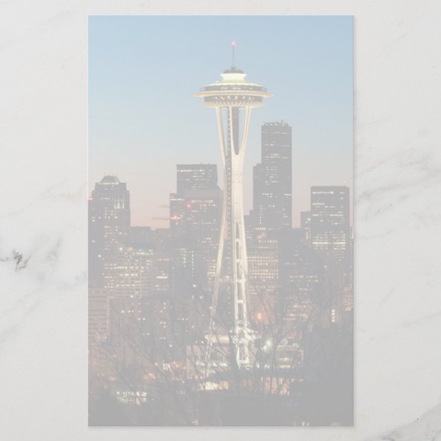 The American flag flies between the rising moon Stationery (Front)