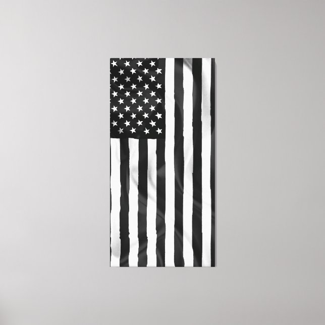 The American Flag In Black And White Canvas Print (Front)