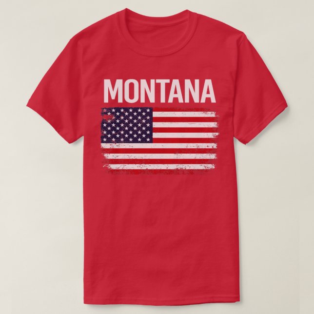 The American Flag Montana  T-Shirt (Design Front)