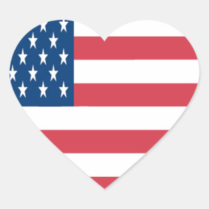 The American Flag On a White Background Heart Sticker