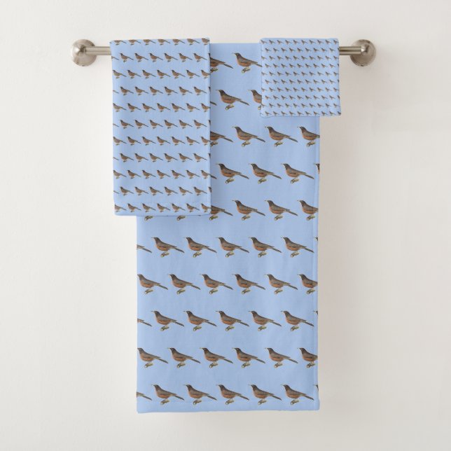 The American Robin (Turdus migratorius) NY Birds Bath Towel Set (Insitu)