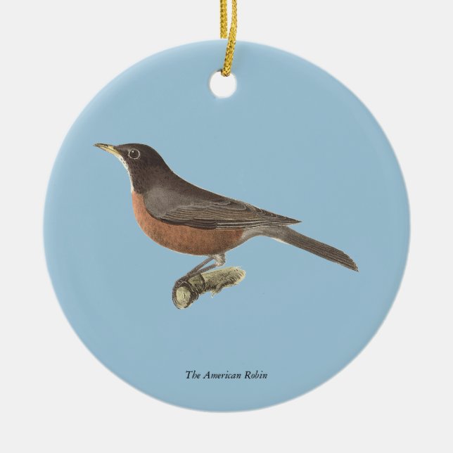 The American Robin (Turdus migratorius) NY Birds Ceramic Tree Decoration (Front)