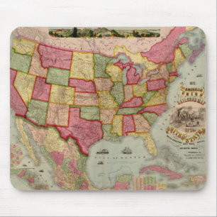 The American Union Railroad Map of the USA, 1872 Mouse Mat