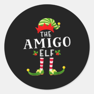The Amigo Elf Christmas Matching Pajama  Classic Round Sticker