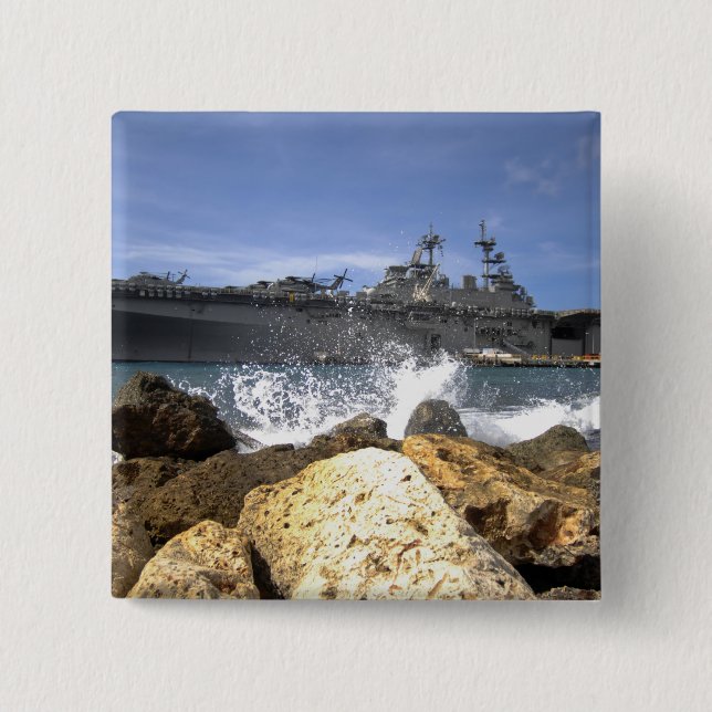 The amphibious assault ship USS Kearsarge 15 Cm Square Badge (Front)