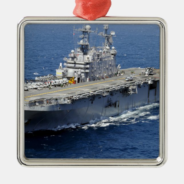 The amphibious assault ship USS Peleliu Metal Tree Decoration (Front)