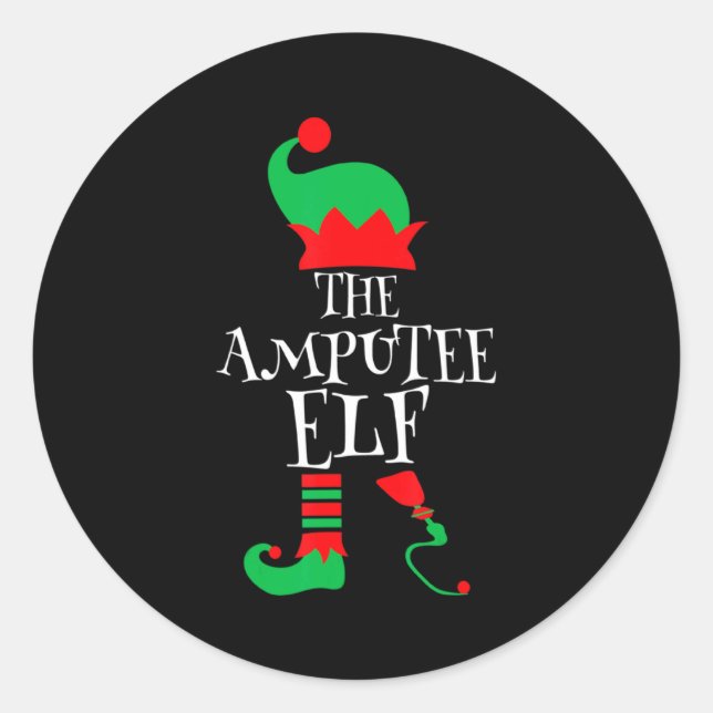 The Amputee Elf Christmas Funny Limb Surgery Joke  Classic Round Sticker (Front)