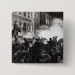 The Anarchist Riot in Chicago 15 Cm Square Badge