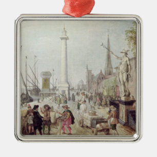 The Ancient Port of Antwerp Metal Tree Decoration