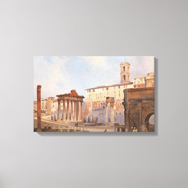The Ancient Roman Forum (by Ippolito Caffi) Canvas Print (Front)